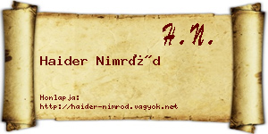 Haider Nimród névjegykártya